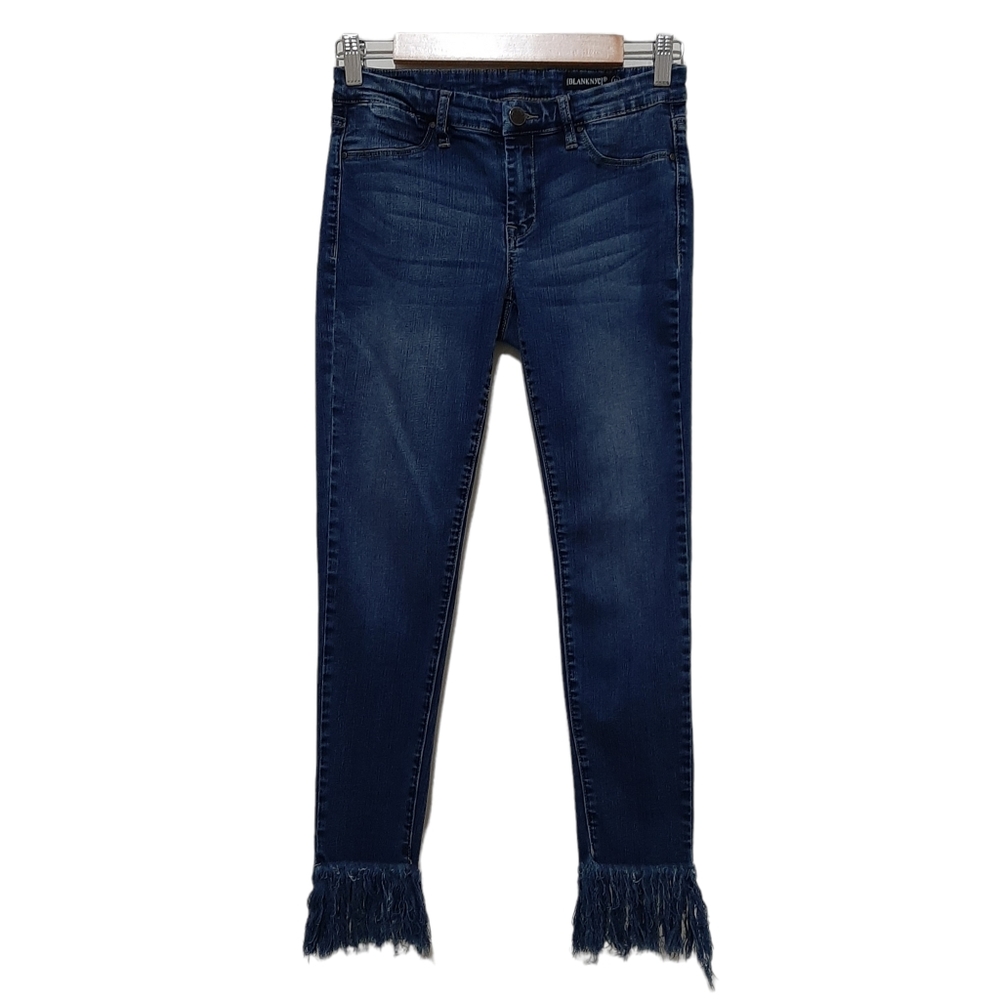 Blank NYC Blue Fringed Hem Skinny Jeans Size 27